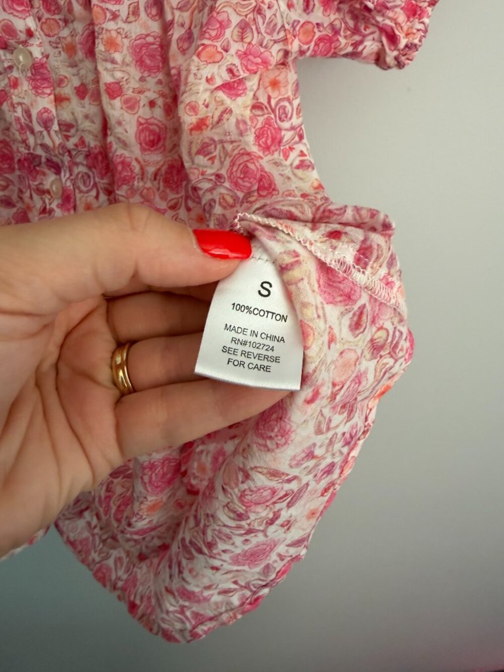 Hester & Orchard Pink Floral Ruffle Button Up Blouse 100% Cotton Feminine - Picture 8 of 11